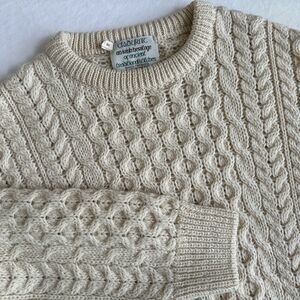 VINTAGE Cladyknit Cable Knit Sweater Women MEDIUM 100% Wool Irish Aran Fisherman